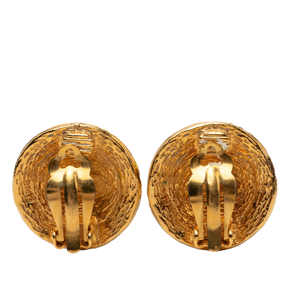 Pre-Loved Chanel CC Gold Plated Round Clip On Earrings - Picture 2 of 4